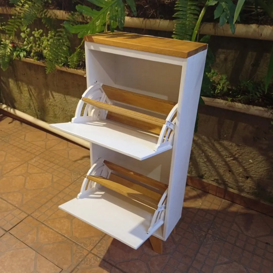 👞 Sapateira mod 57 Slim – MDF Branco com Pinus - foto 2