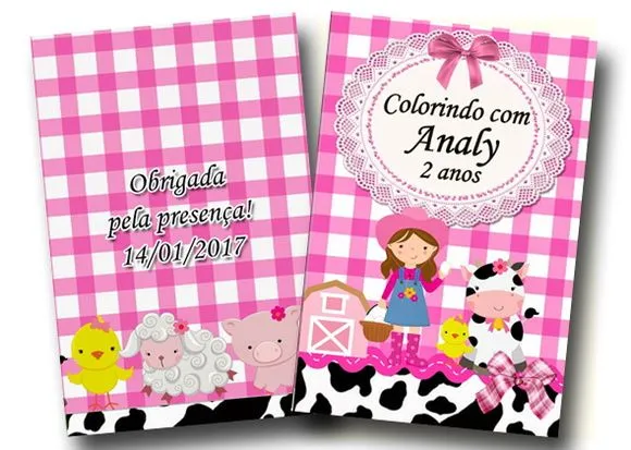 revista colorir fazendinha rosa 14x10 - artesanato de PAPCRIE