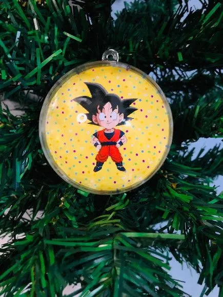 Bolinha de Natal Dragon Ball, Gokú 2 - artesanato de Fina Essência Papelaria Personalizada