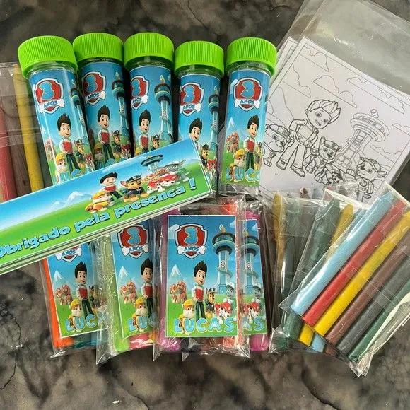Kit Massinha + Giz + Bolha Patrulha Canina Personalizado - feito à mão por Artmanha Lembrancinhas