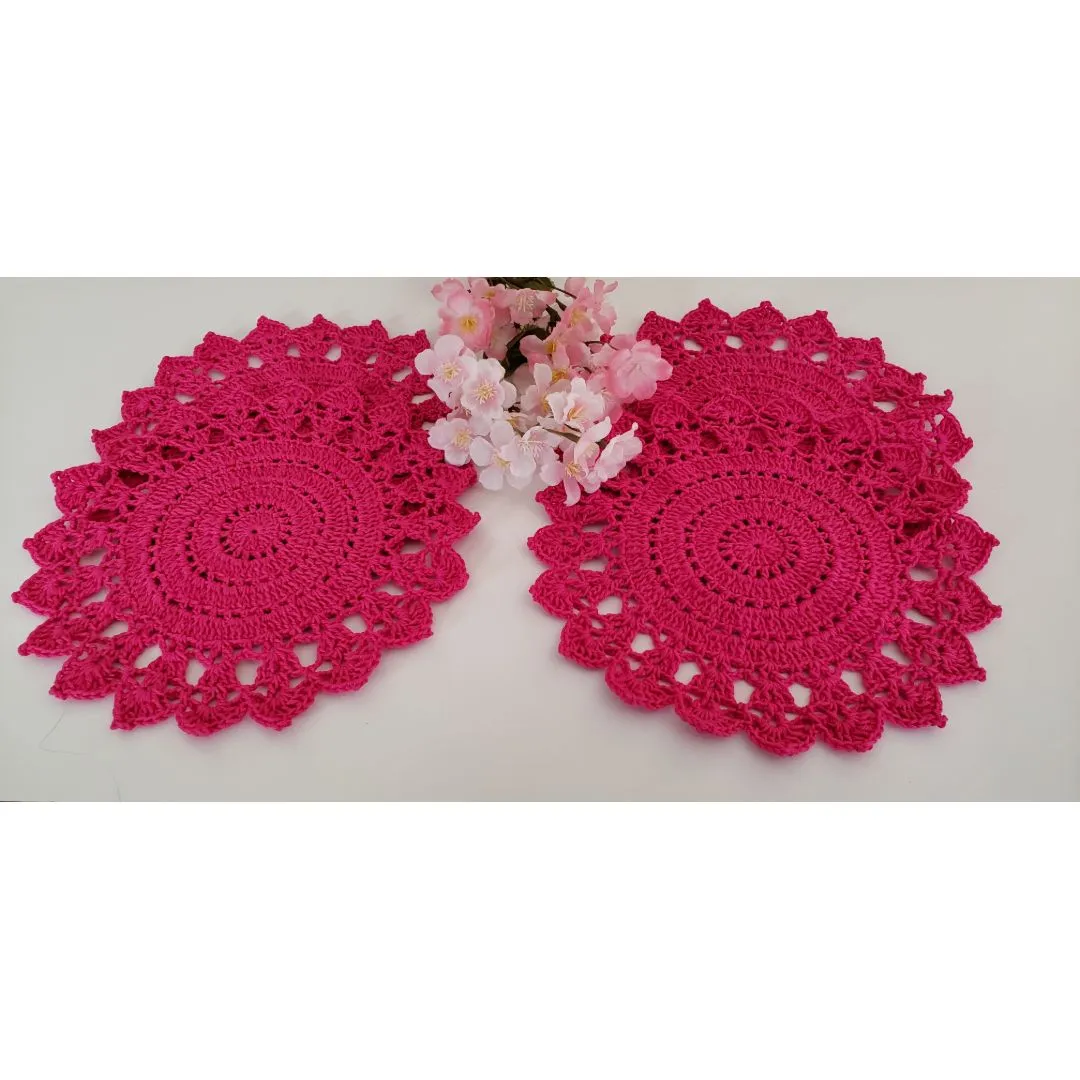 Jogo de 4 Toalhinhas em Crochê Pink (20 cm) - foto 2