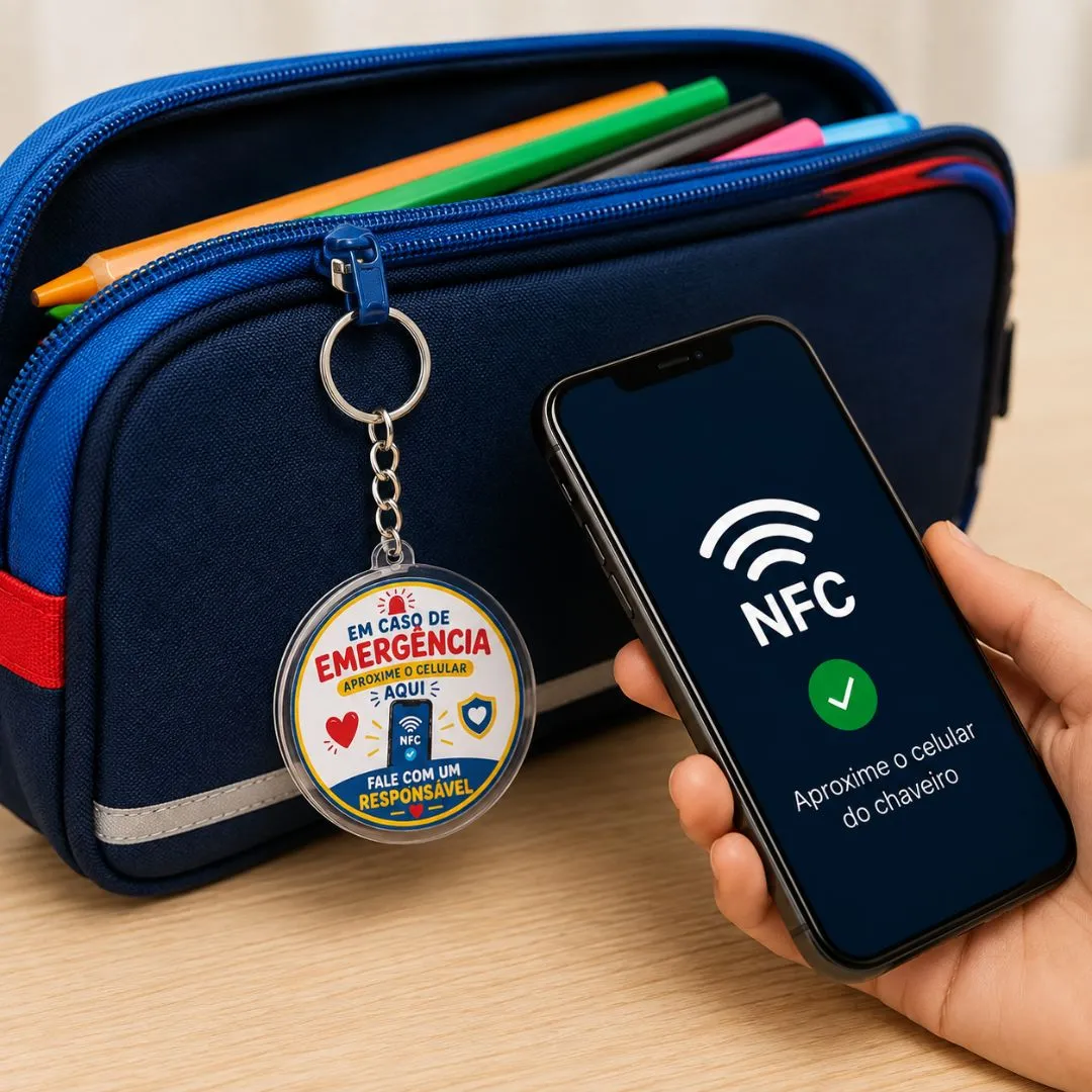 Kit com 3 - Chaveiro de Emergência NFC – Contato Rápido com a Família - foto 3