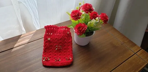 Embalagem para Presente ou Lembrancinha em Crochê Vermelho - foto 3