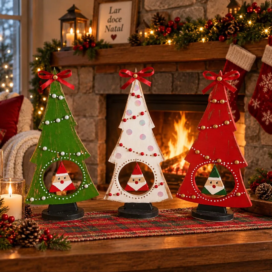 Árvore Encanto do Papai Noel - artesanato feito à mão por Crismosaico & madeiras