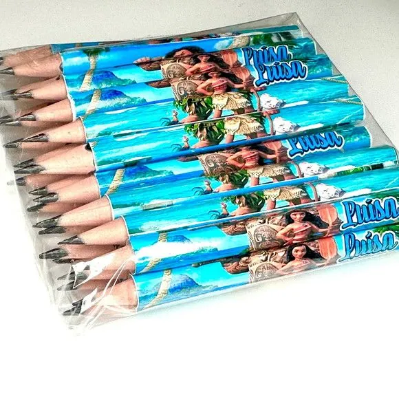Mini Lápis Moana Personalizado - feito à mão por Mi Papelaria Criativa