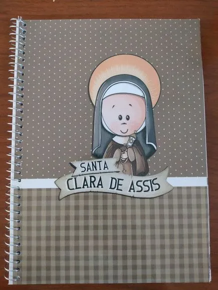 Caderno Capa Dura Grande Espiral 80fls - Santa Clara - artesanato de Emejhu Personalizados