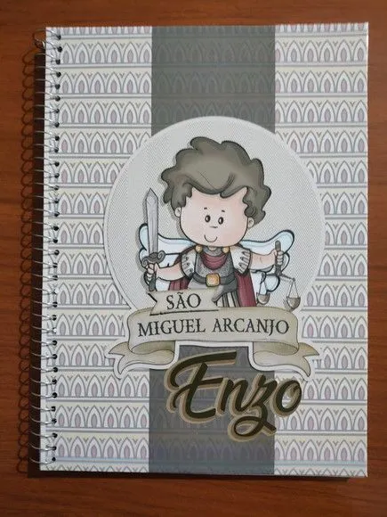 Caderno Capa Dura 1/4 (pequeno) Espiral 48fls - São Miguel - artesanato de Emejhu Personalizados