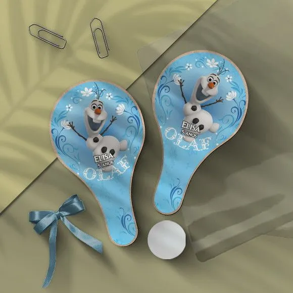 Raquete Ping Pong - Olaf Personalizada - feito à mão por Mi Papelaria Criativa