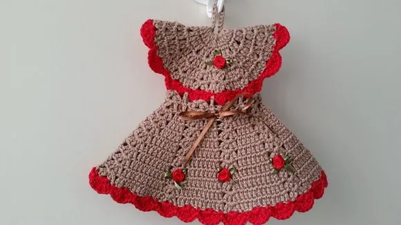 Pegador de Panelas Vestido Duna/tomate (20 cm x 15 cm ) - foto 3