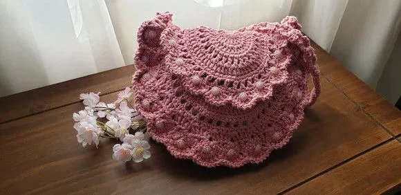 Bolsa de Crochê em Estilo Boho "chic" Quartzo Rosa - foto 2