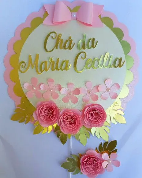 Topper bolo Chá de bebê rosa - foto 2
