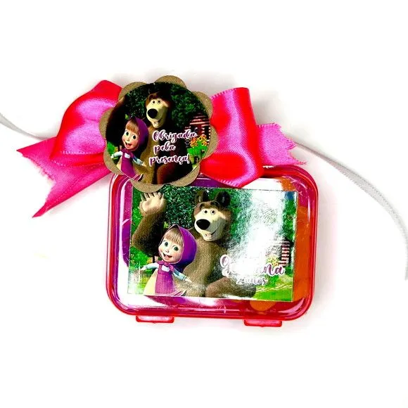 Mini Maleta com Massinhas Marsha e o Urso Personalizada - feito à mão por Mi Papelaria Criativa