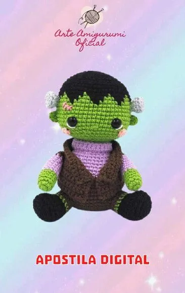 Receita Frankestein Halloween Amigurumi - feito à mão por Arte Amigurumi Oficial