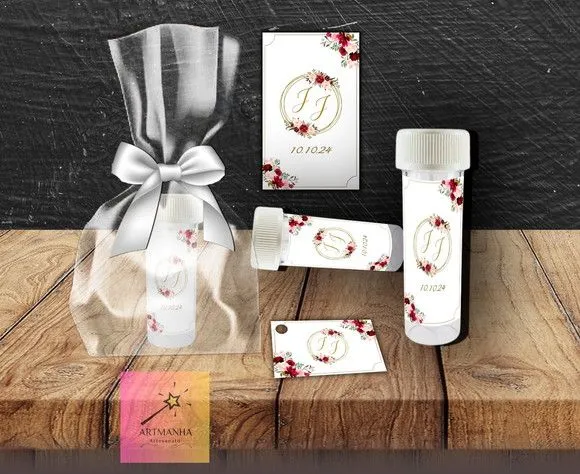 Bolha de Sabão Casamento Personalizada - feito à mão por Artmanha Lembrancinhas