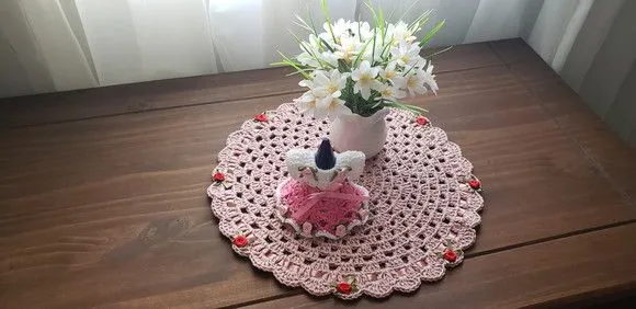 Mini Capa para Adoçante 75 ml Vestidinho Rosa - foto 2