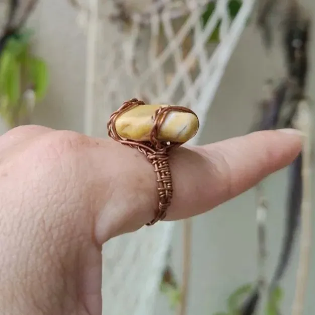 Anel Wire Wrap Cobre e Pedra Natural ARO20 - foto 2