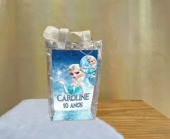 Sacola Transparente Elsa Personalizado - artesanato de Artmanha Lembrancinhas