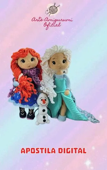 Receita Elsa, Ana e Olaf Frozen - Amigurumi - artesanato feito à mão por Arte Amigurumi Oficial