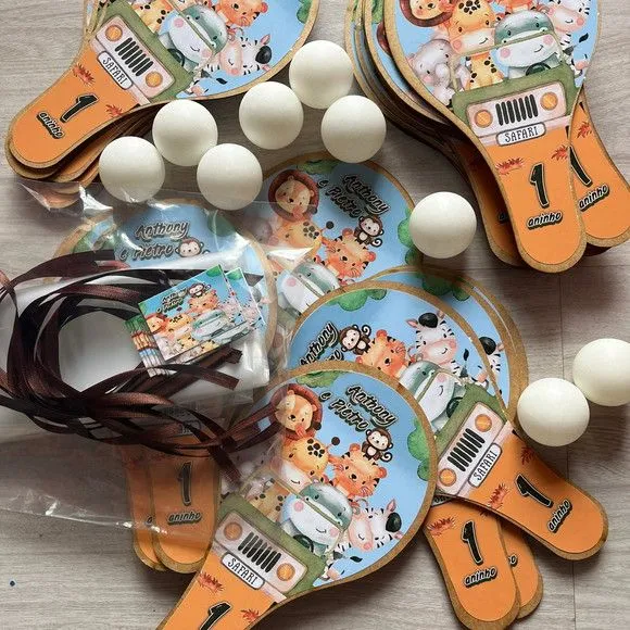 Raquete Ping Pong - Safari - feito à mão por Mi Papelaria Criativa