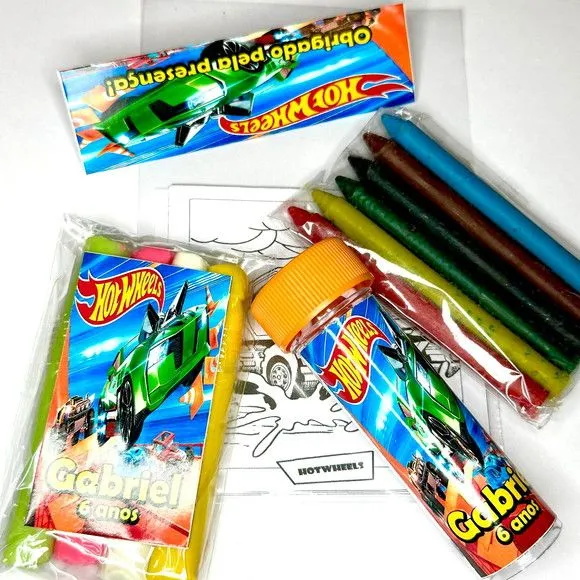 Kit Massinha + Giz + Bolha Hotwheels Personalizado - feito à mão por Mi Papelaria Criativa
