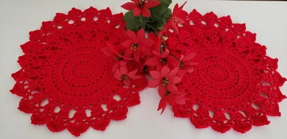 Jogo de 04 Toalhinhas em Crochê Vermelho - foto 4