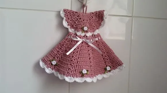 Pegador de Panelas Vestido Rosa Velho (20 cm x 15 cm )