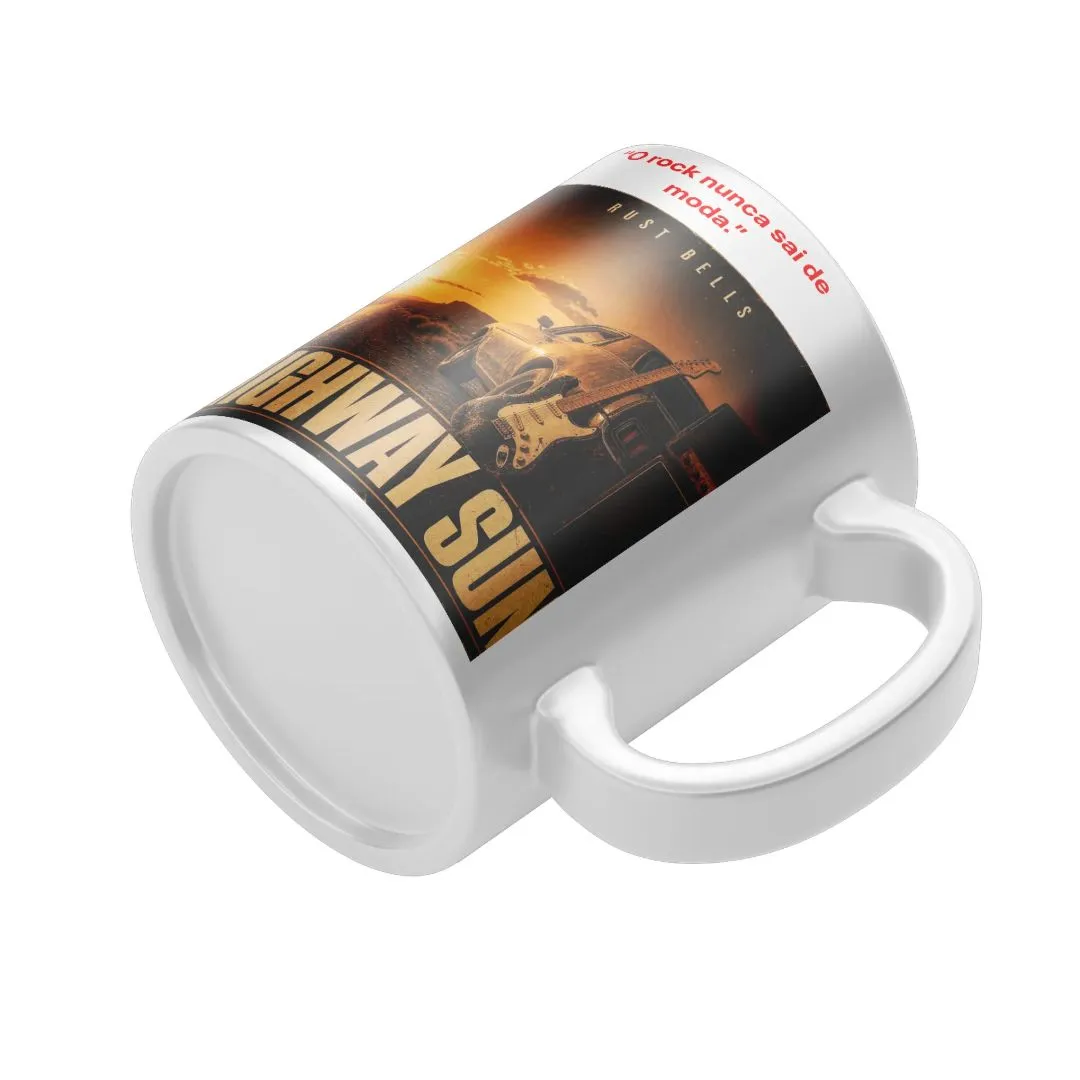 Caneca Highway Sun Estampa Retrô de Carro e Guitarra 325ml - foto 3