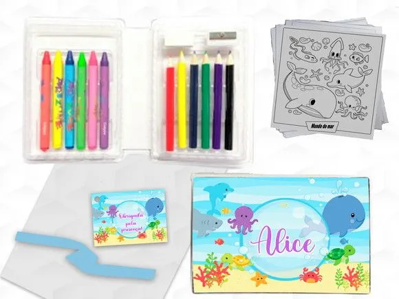 Estojinho de Pintura Mundo do Mar Personalizado - artesanato feito à mão por creativitybynina