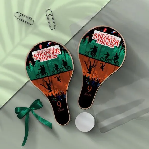 Raquete Ping Pong - Stranger T Personalizada - feito à mão por Mi Papelaria Criativa