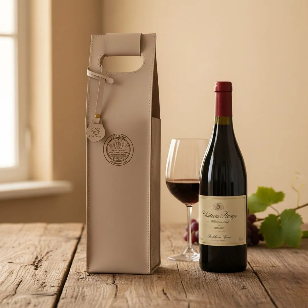 Porta Vinho Artesanal Personalizado a laser • Couro Sintético Premium – Ateliê Báquico - artesanato feito à mão por Ateliê Báquico