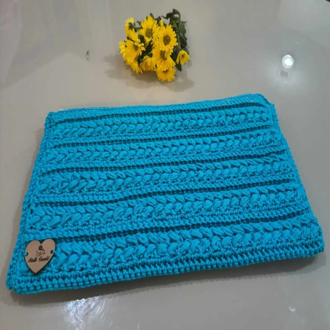 Necessaire de crochê azul - 26x15x1cm - Presente Natal - foto 3