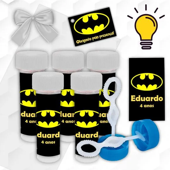 Bolinha de Sabão Batman Personalizada - artesanato feito à mão por Mi Papelaria Criativa