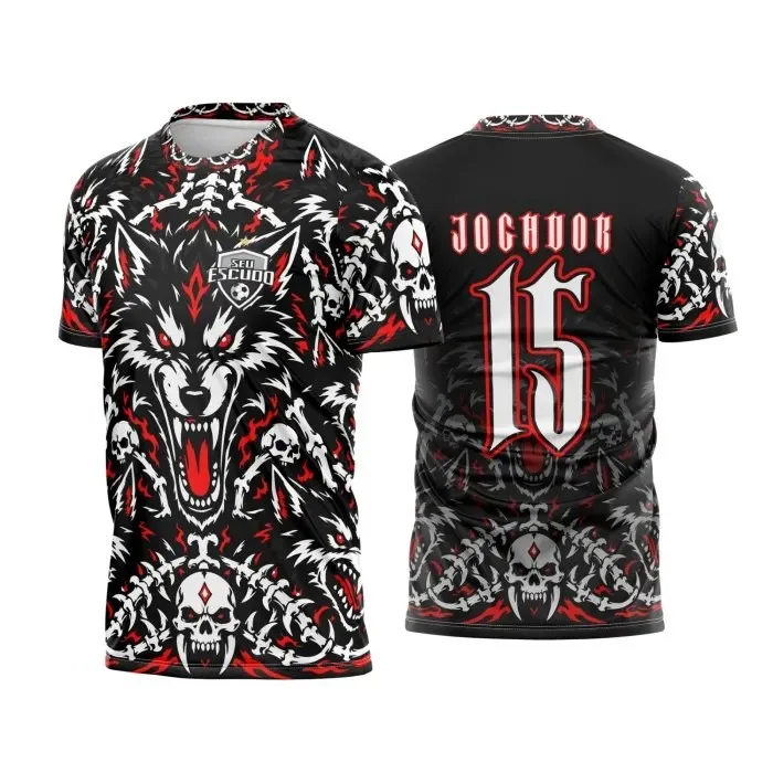 Camisa Interclasse Modelo 228 Lobo e Caveiras - artesanato de JD PRINT 3D