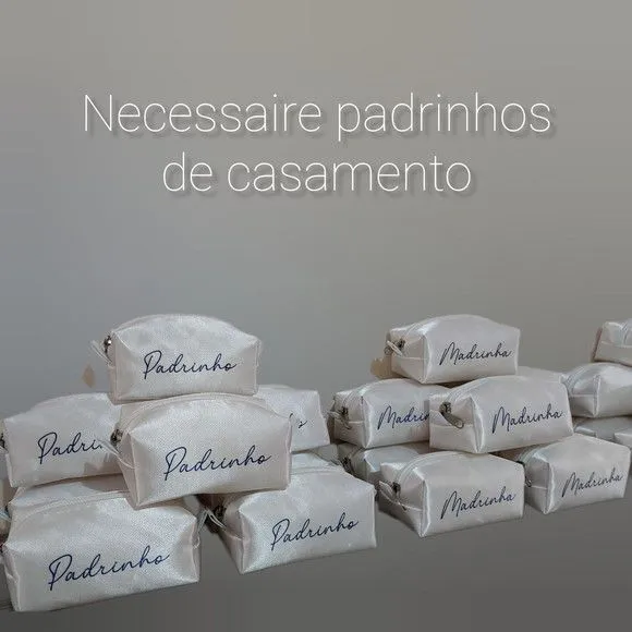 Necessaire Mini Box - Branco e Marinho - artesanato feito à mão por Innovare Studio