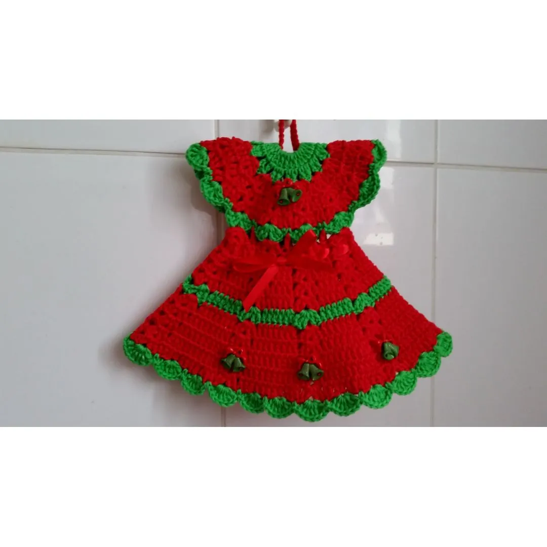 Pegador de Panelas Vestido Cores do Natal Verde/ Vermelho - foto 2