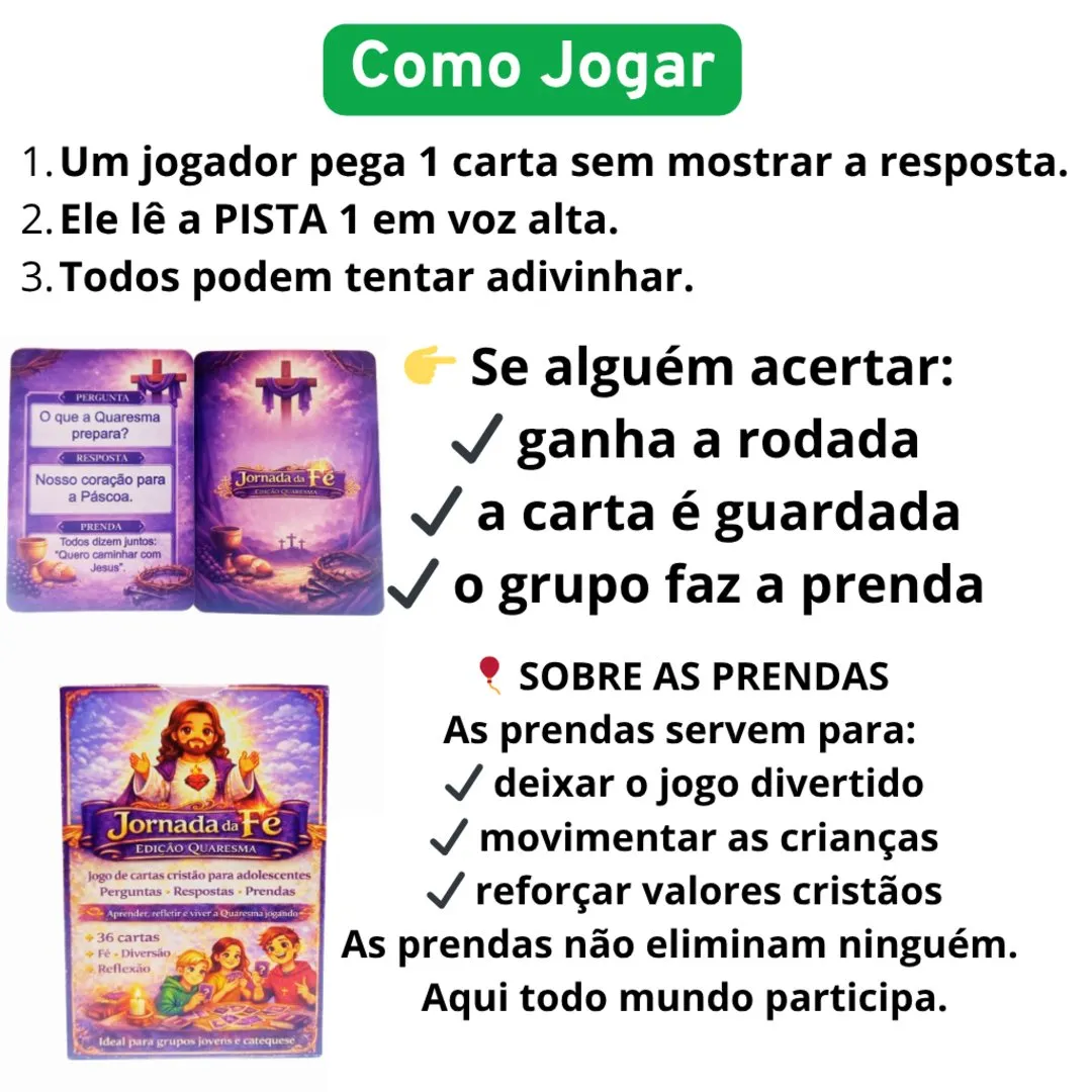 Jogo Cristão da Quaresma – 36 Cartas Bíblicas JD Arte - foto 5