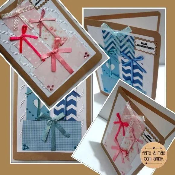 Cartão de Aniversário Presente Ii (azul e Rosa) - foto 3