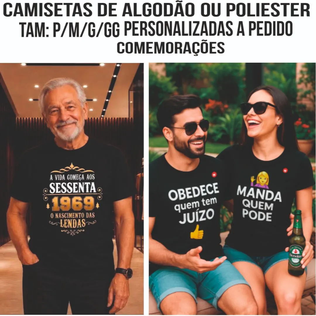 Camisetas Comemorativas de Algodão ou Poliéster todos tamanhos e cores - Personalizadas (Frente) a Pedido do Cliente - foto 4