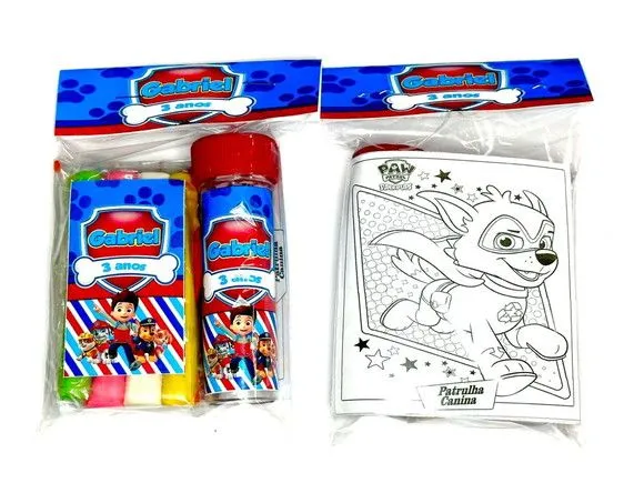 Kit Massinha + Giz + Bolha Patrulha Canina Personalizado - feito à mão por Mi Papelaria Criativa