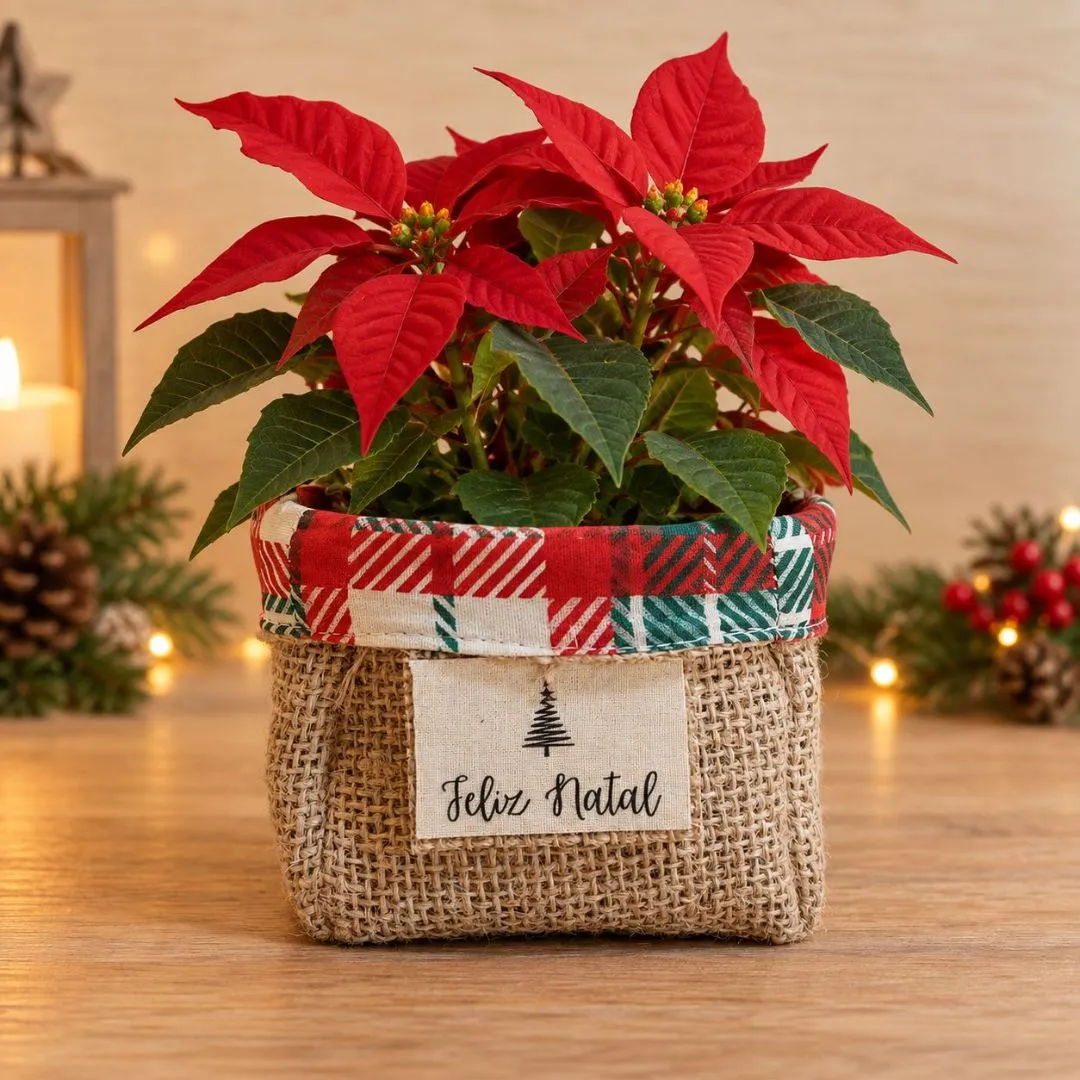 Cachepô 11cm Natal Juta e Tecido com Tag - Centro de Mesa e Lembrancinha - foto 4