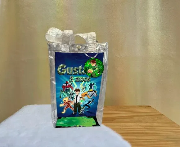 Sacola Transparente Ben10 Personalizado - artesanato de Artmanha Lembrancinhas