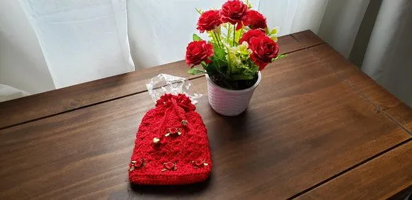 Embalagem para Presente ou Lembrancinha em Crochê Vermelho - foto 5