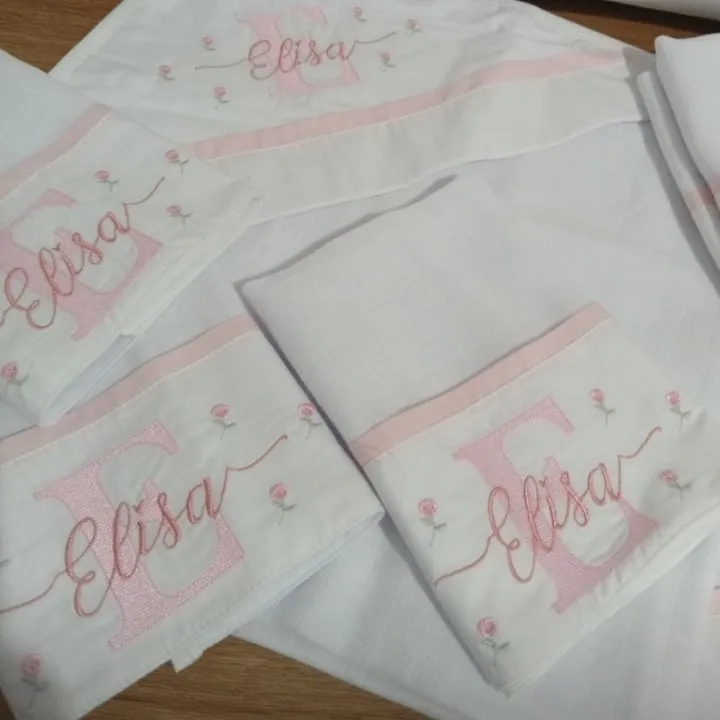 trio de fraldas de boca - artesanato de Adriana Gracioli enxovais personalizados baby