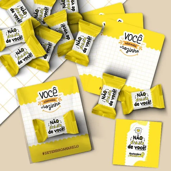Cartão com Bala - Setembro Amarelo Personalizado - artesanato feito à mão por Mi Papelaria Criativa