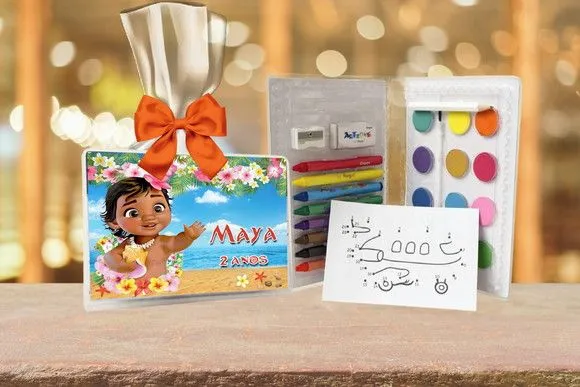 Estojo de Pintura Moana Personalizado - feito à mão por Artmanha Lembrancinhas