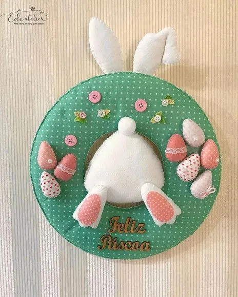 Guirlanda de Páscoa Bumbum do Coelho 35cm - artesanato feito à mão por edeatelier