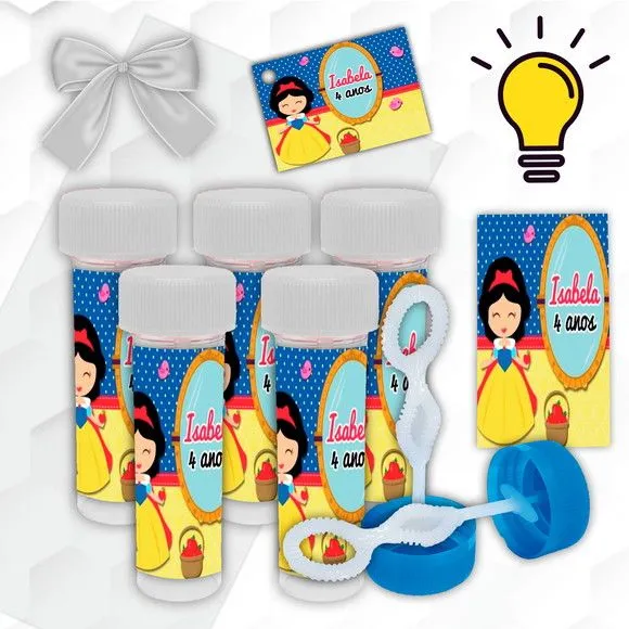 Bolinha de Sabão Branca de Neve Personalizada - artesanato feito à mão por Mi Papelaria Criativa