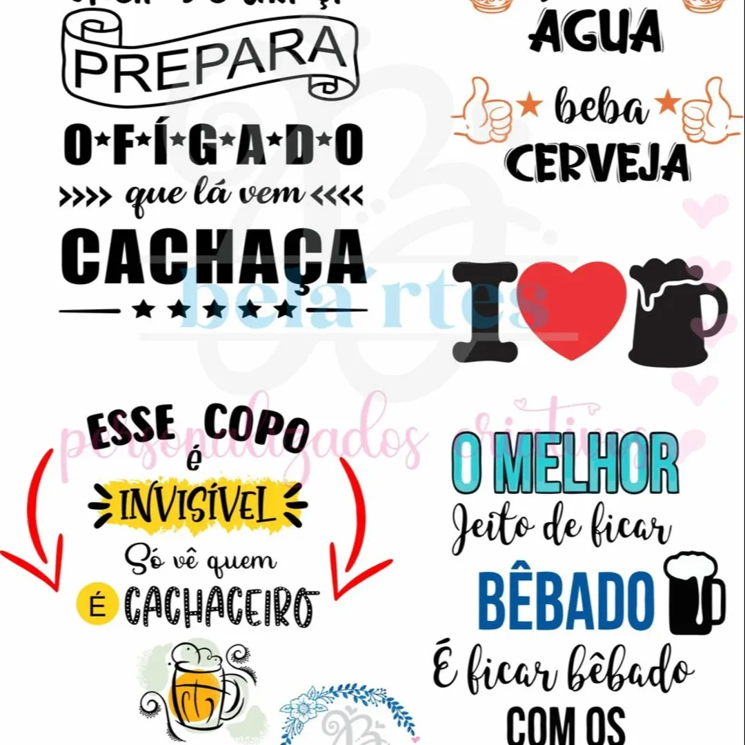 Frases bebidas PNG Arte Digital - artesanato feito à mão por Bela Personalize JRS