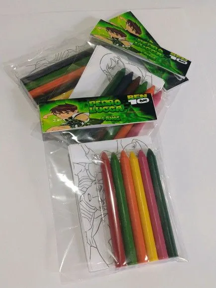 Kit Giz de cera Ben 10 Personalizado - artesanato feito à mão por Mi Papelaria Criativa