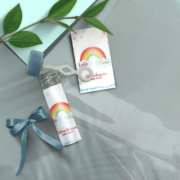 Bolha de Sabão - Arco Íris Personalizado - artesanato feito à mão por Mi Papelaria Criativa